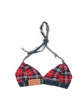 KSLAM Plaid Crop Top in Red